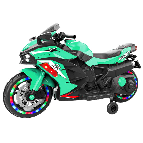 12V Electric Ride-On Toy Motorcycle for Kids with Light-Up Wheels, Bluetooth Music & Lights