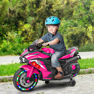 12V Electric Ride-On Toy Motorcycle for Kids with Light-Up Wheels, Bluetooth Music & Lights