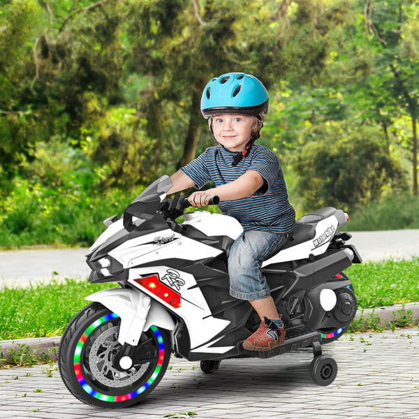 12V Electric Ride-On Toy Motorcycle for Kids with Light-Up Wheels, Bluetooth Music & Lights