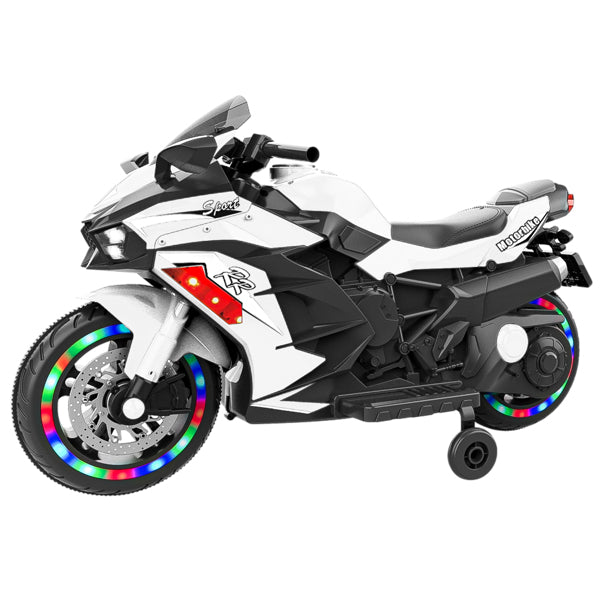 12V Electric Ride-On Toy Motorcycle for Kids with Light-Up Wheels, Bluetooth Music & Lights