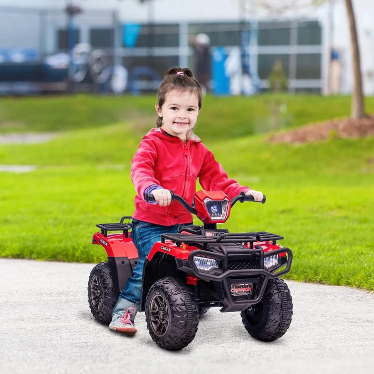 12V Kids Electric Toy Ride-On Car with Forward Backward Function, Music, LED Headlights, Ride-on Toy for Ages 3-5 Years