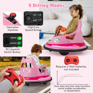 12V Kids Ride-On Bumper Car with Remote Control and Dual Joysticks