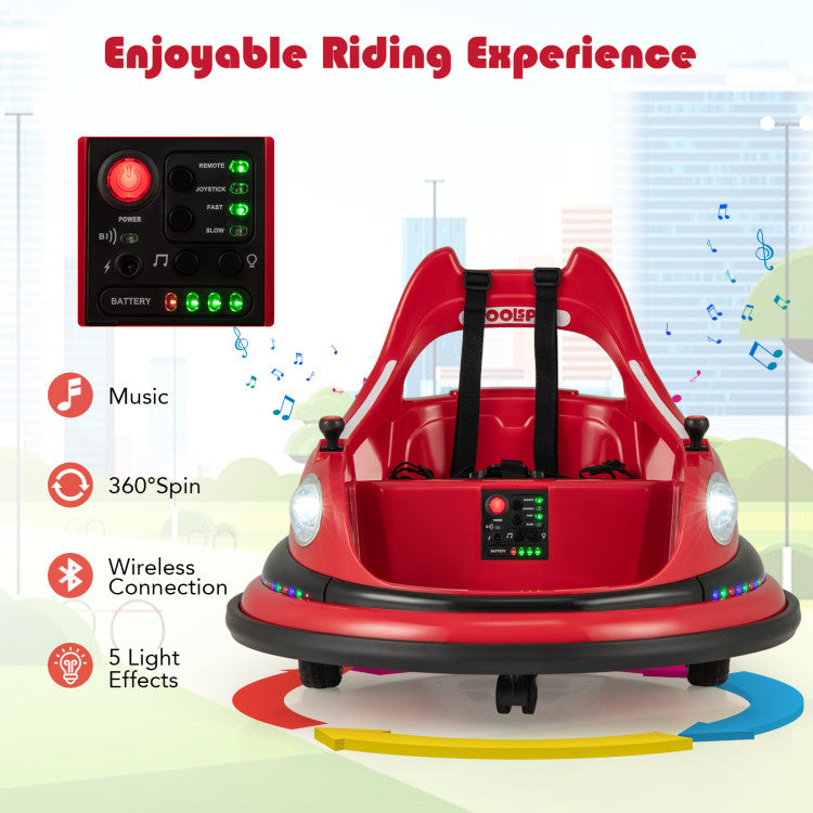 12V Kids Ride-On Bumper Car with Remote Control and Dual Joysticks