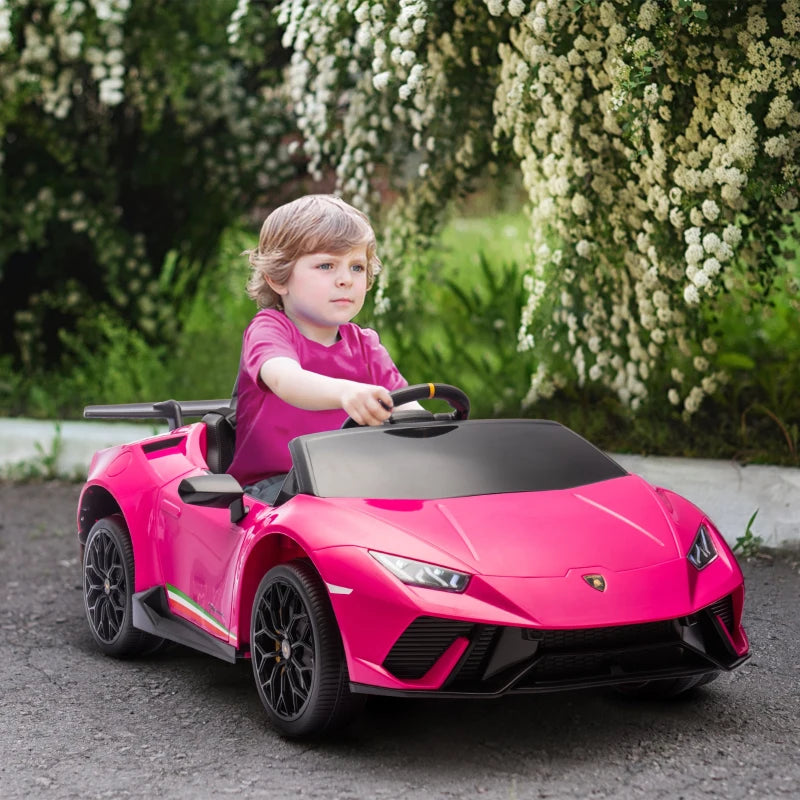 12V Lamborghini Huracan Electric Car for Kids with Remote Control, Spring Suspension