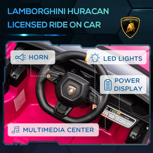 12V Lamborghini Huracan Electric Car for Kids with Remote Control, Spring Suspension