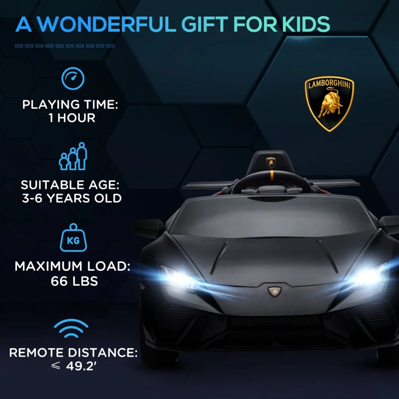 12V Lamborghini Huracan Electric Car for Kids with Remote Control, Spring Suspension