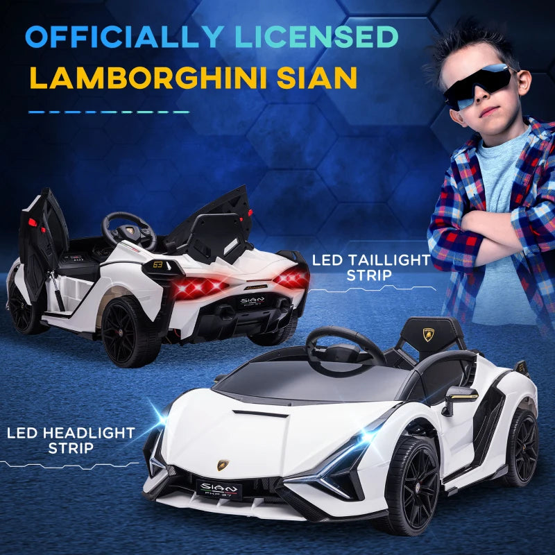 12V Lamborghini SIAN Kids Electric Ride-on Car with Remote Control, Horn, Music & Lights