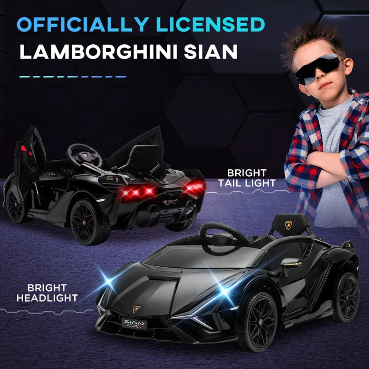 12V Lamborghini SIAN Kids Electric Ride-on Car with Remote Control, Horn, Music & Lights