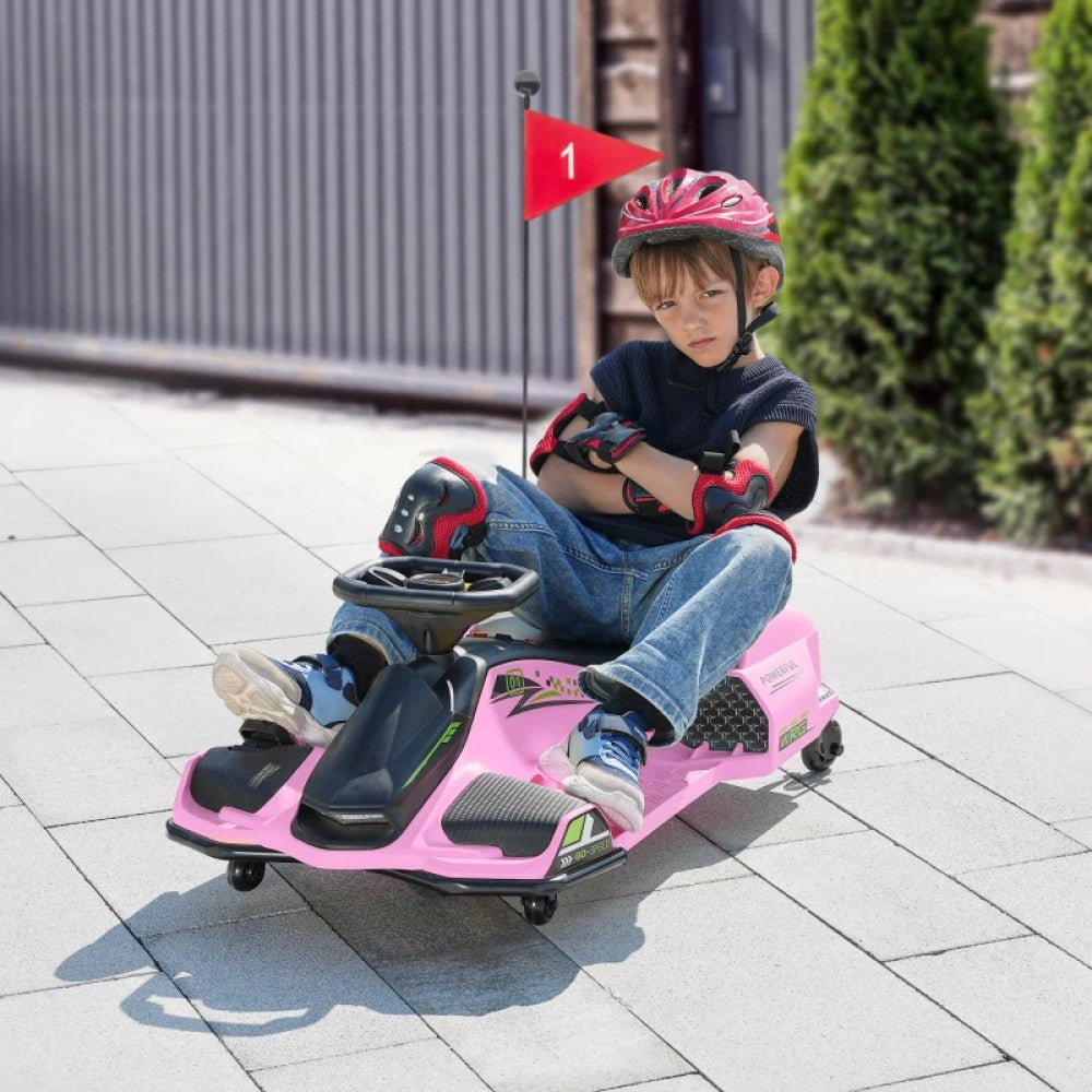12V Electric Drifting Ride-On Go Kart with Slow Start, Music, Lights