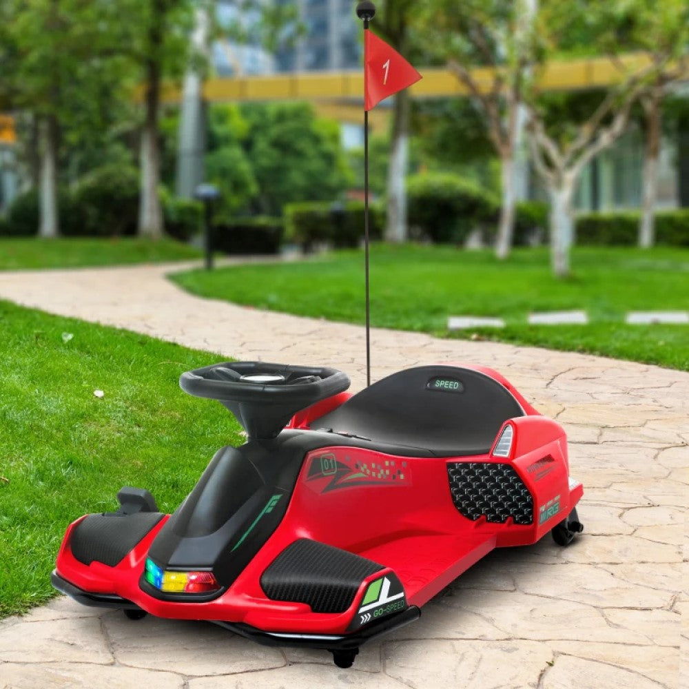 12V Electric Drifting Ride-On Go Kart with Slow Start, Music, Lights