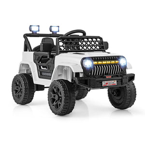 White toy SUV with black accents on a white background