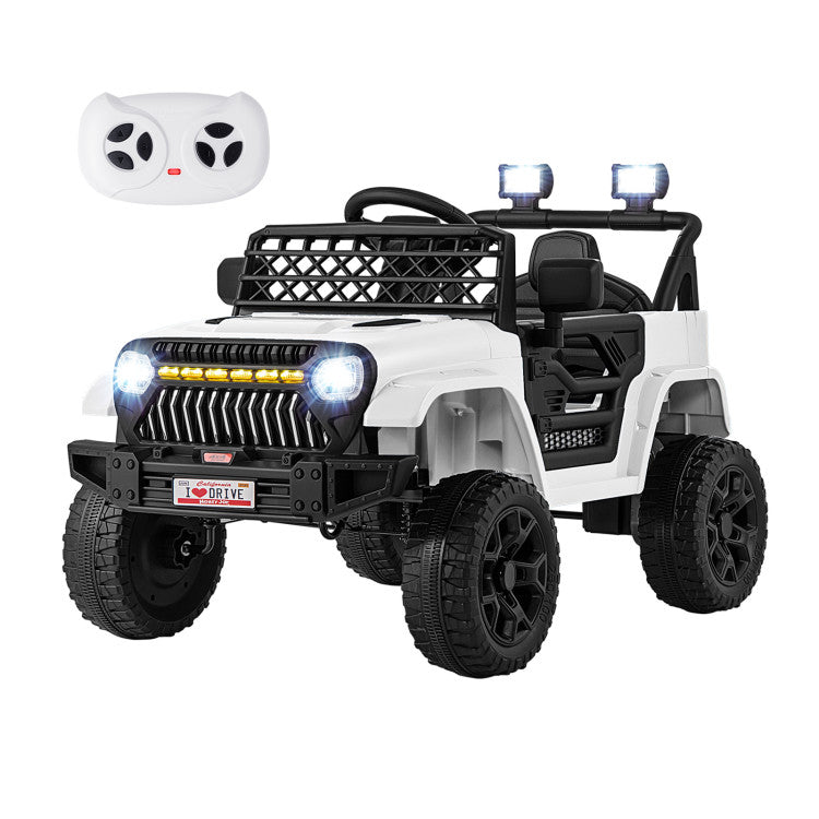 Children's toy off-road vehicle with remote control on a white background