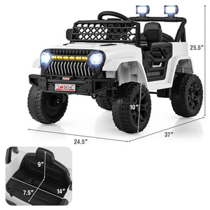 Children's toy truck with dimensions displayed on a white background