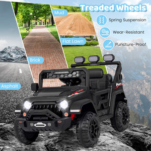 12V Electric Kids Ride-On Truck with Remote Control, Music, and LED Lights