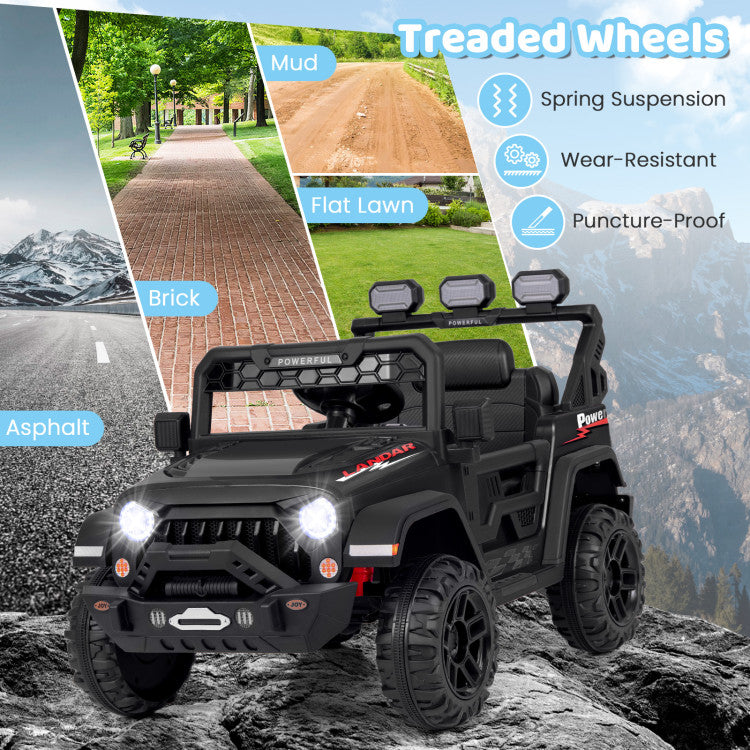 12V Electric Kids Ride-On Truck with Remote Control, Music, and LED Lights