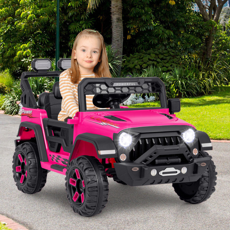 12V Electric Kids Ride-On Truck with Remote Control, Music, and LED Lights