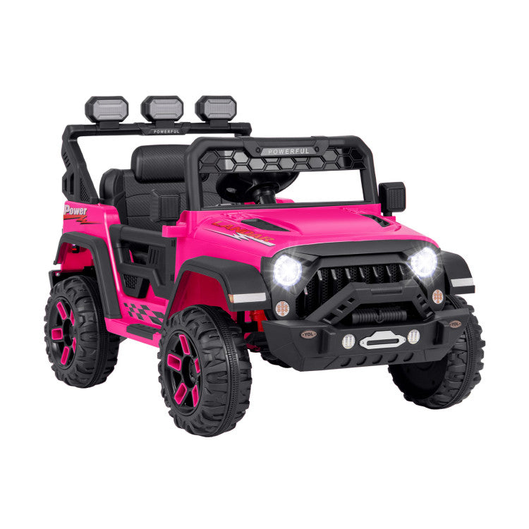 12V Electric Kids Ride-On Truck with Remote Control, Music, and LED Lights