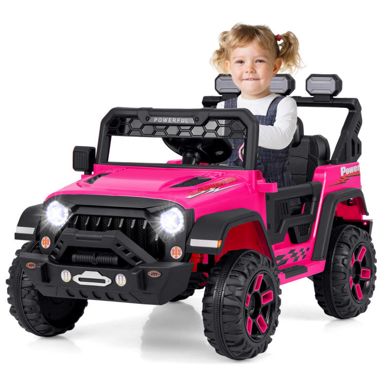 12V Electric Kids Ride-On Truck with Remote Control, Music, and LED Lights