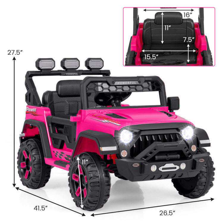 12V Electric Kids Ride-On Truck with Remote Control, Music, and LED Lights