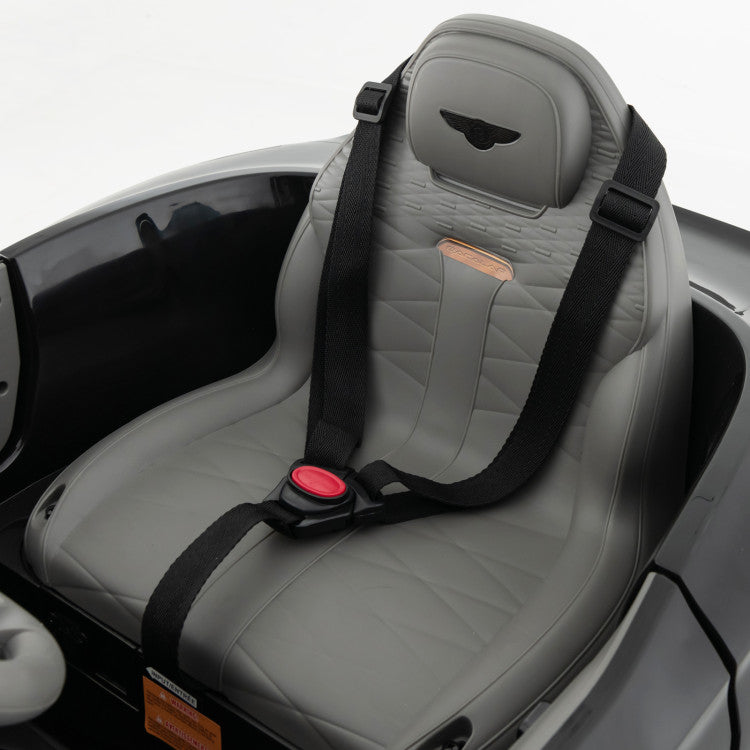 Gray car seat with black straps on a white background