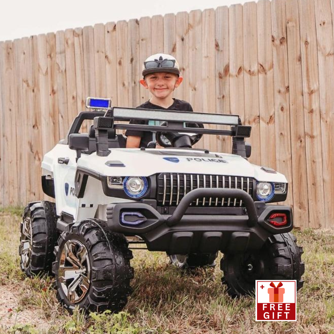 12V Police Ride-On Car, Electric Jeep with Remote Control