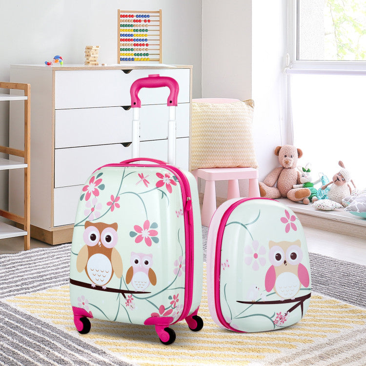 12 & 16 Inch Kids Luggage Set with Backpack & Suitcase - Travel Essentials (2-Piece)