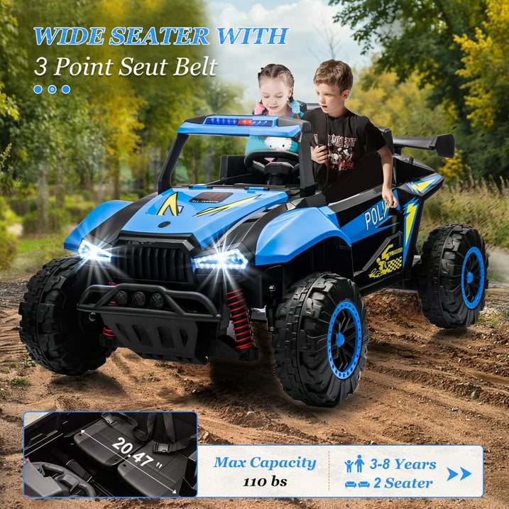 12 volt police car ride on toy parked outdoors