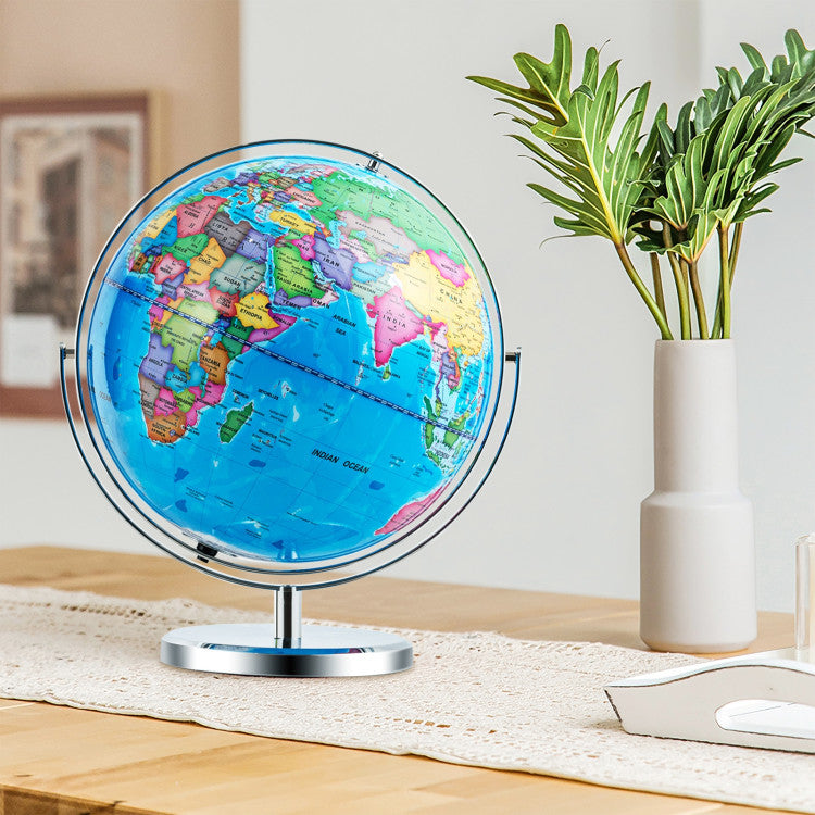 13-Inch LED Illuminated World Globe with 720° Rotating Map and Light-Up Display