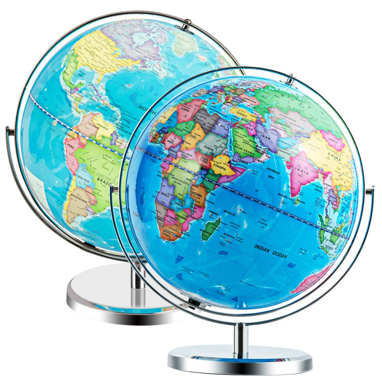 13-Inch LED Illuminated World Globe with 720° Rotating Map and Light-Up Display