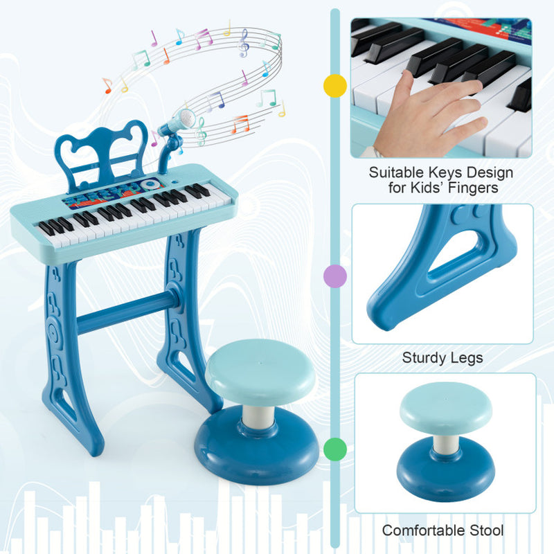 Kids Piano Keyboard 37-Key Kids Toy Keyboard Piano with Microphone for 3+ Kids