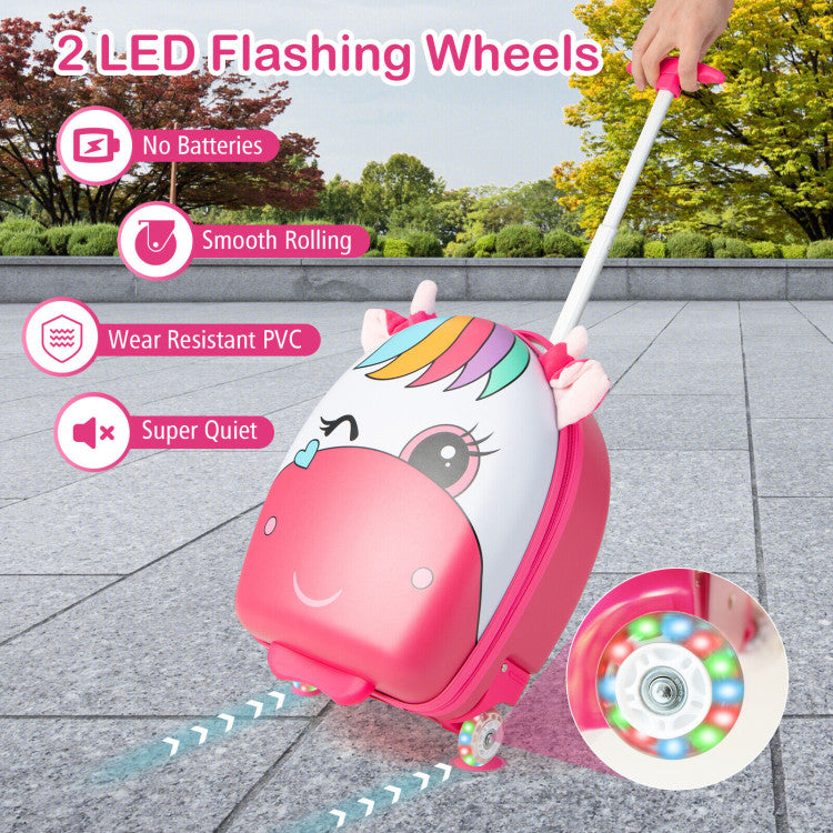 16-Inch Kids Rolling Luggage with Flashing Wheels & Telescoping Handle