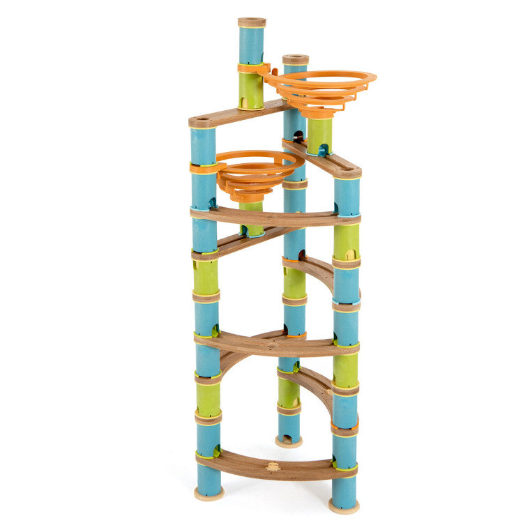 162-Piece Bamboo Marble Run Set Educational Learning Toy for Kids