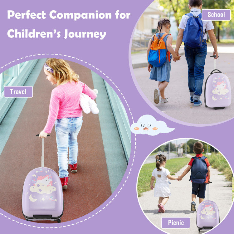 16" Kids Carry-On Hard Shell Luggage with Wheels – Lightweight & Durable Travel Suitcase