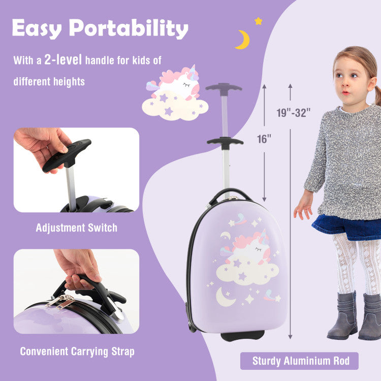 16" Kids Carry-On Hard Shell Luggage with Wheels – Lightweight & Durable Travel Suitcase