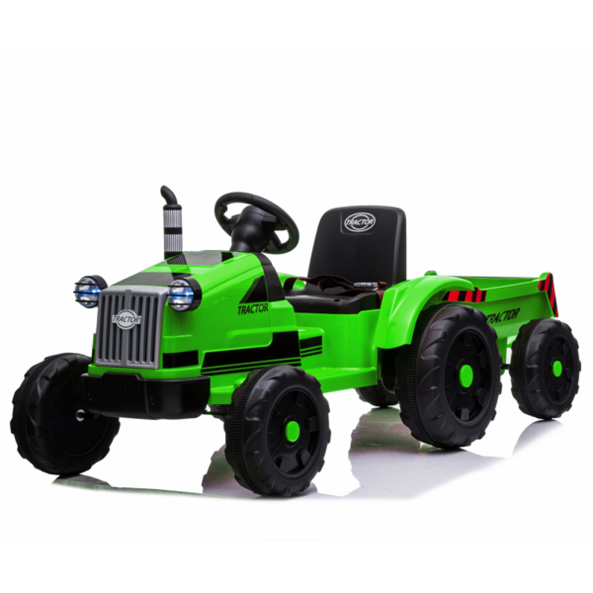 3-Gear-Shift Ground Loader Ride-On Tractor with Trailer and LED Lights - The Ultimate Power Wheels Tractor Ride-On Toy, for Outdoor Adventures, Green