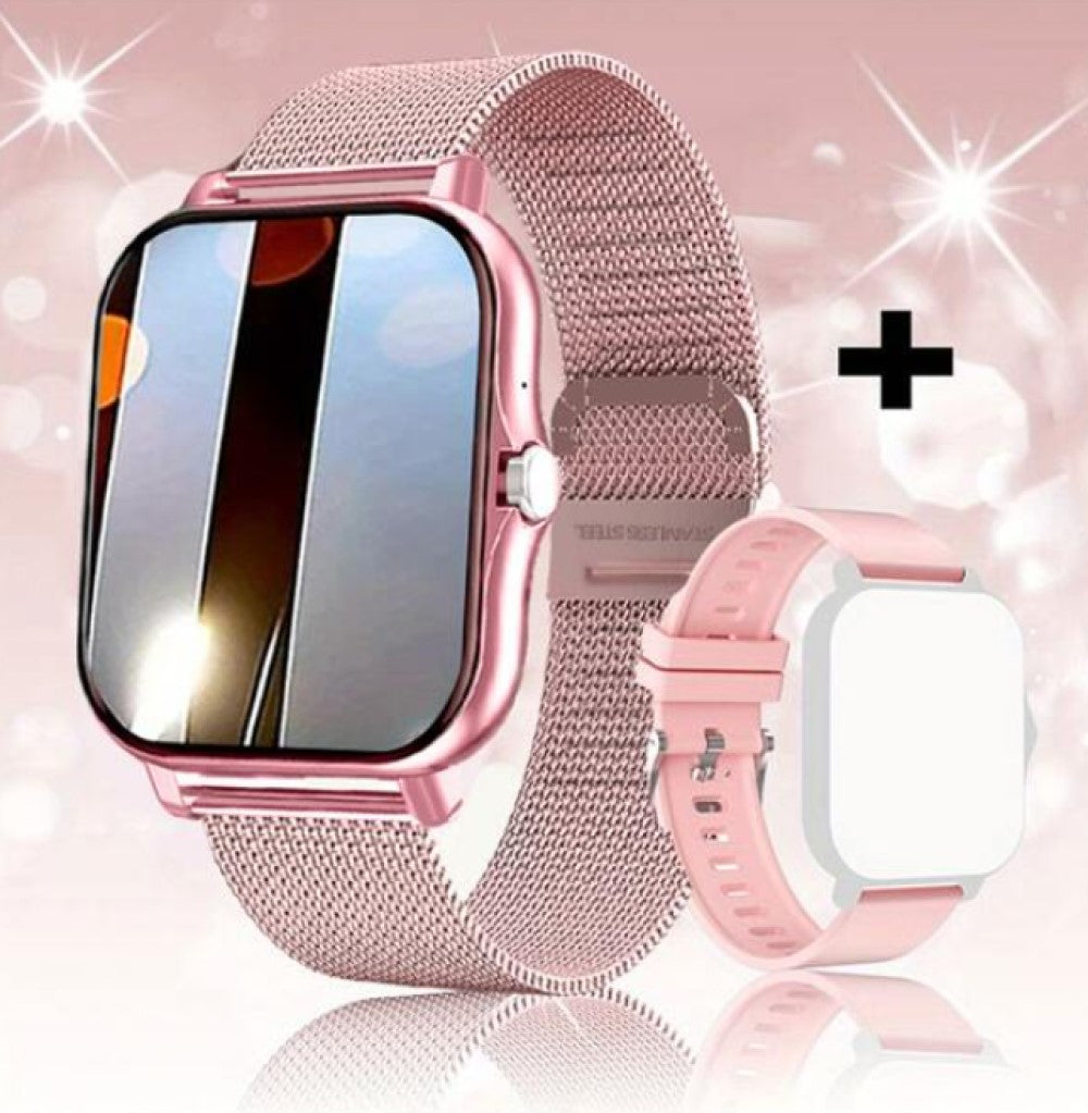 1pc 1.44-inch Silicone Strap & Steel Strap Call, Heart Rate, Blood Oxygen Monitoring, Sleep Tracking Unisex Fashionable Sport Smart Watch For Android And iPhone