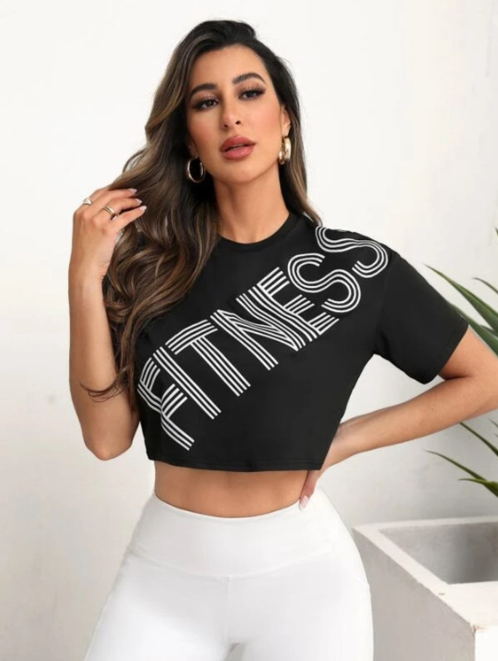 Street Sport Letter Graphic Drop Shoulder Crop Sports Tee