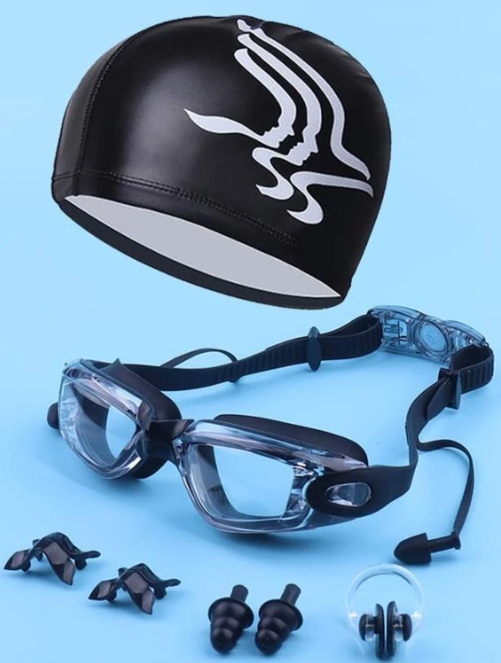 7pcs Anti-fog Swimming Goggles With Swim Cap Set