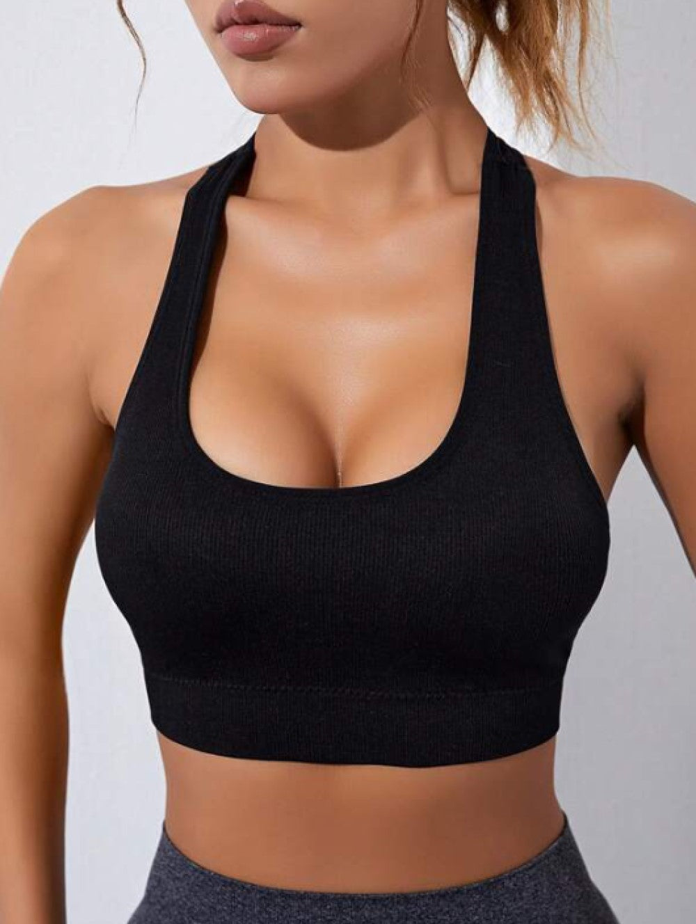 Yoga Basic Cut Out Racerback Sports Bra