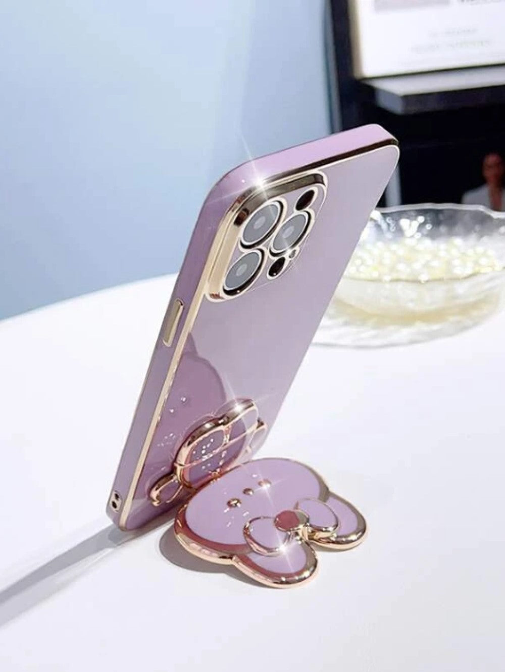 1pc Rabbit Design Phone Grip Holder With Invisible Mirror