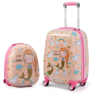 2-Piece Kids' Luggage Set - 12" Backpack & 18" Rolling Suitcase for Travel