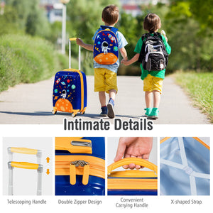 2-Piece Kids' Luggage Set - 12" Backpack & 18" Rolling Suitcase for Travel