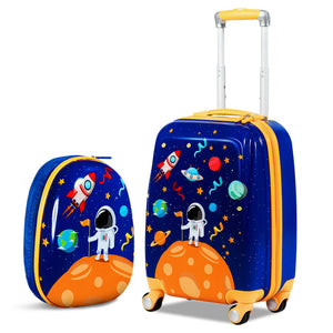 2-Piece Kids' Luggage Set - 12" Backpack & 18" Rolling Suitcase for Travel