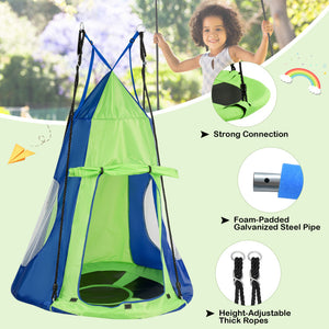 2-in-1 40-Inch Kids Hanging Chair and Detachable Swing Tent for Outdoor Fun