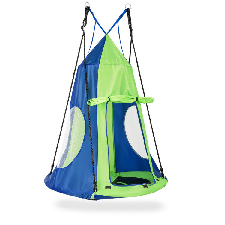 2-in-1 40-Inch Kids Hanging Chair and Detachable Swing Tent for Outdoor Fun