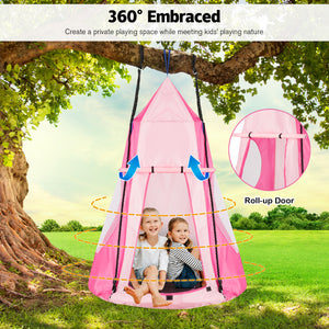 2-in-1 40-Inch Kids Hanging Chair and Detachable Swing Tent for Outdoor Fun