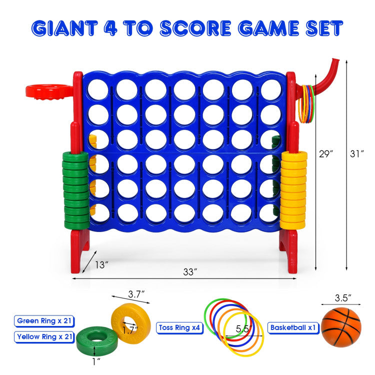 2.5-Foot 4-to-Score Giant Game Set – Oversized Outdoor Lawn Game for Family Fun