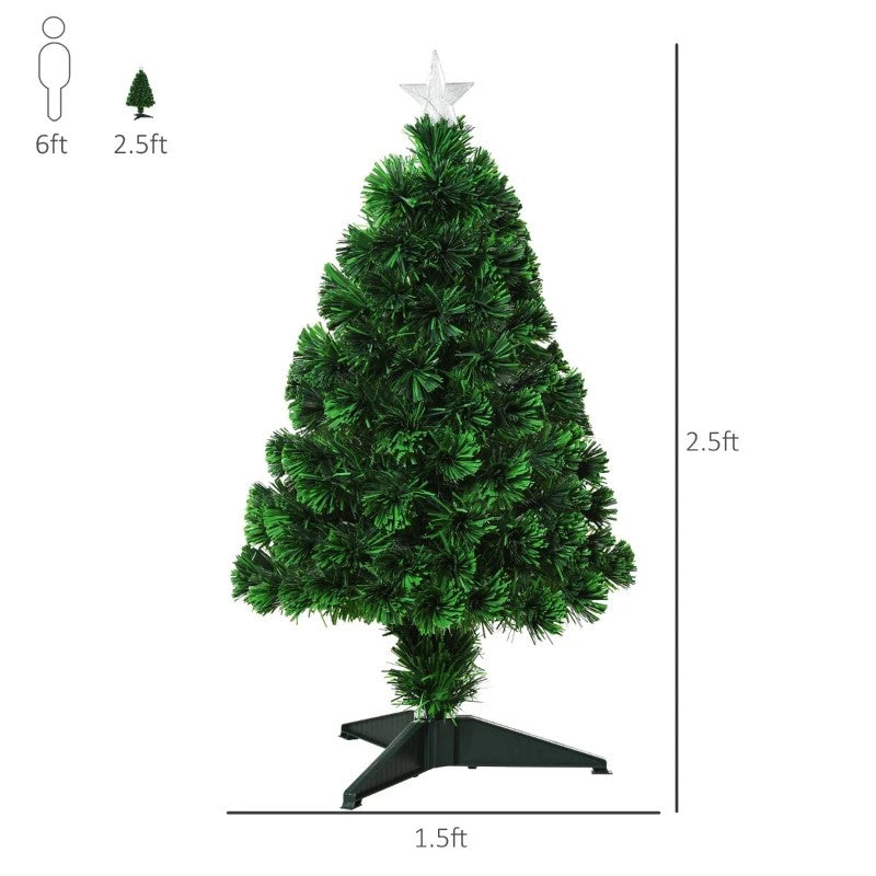 2.5ft Pre-Lit Douglas Fir Tabletop Christmas Tree with Realistic Branches & LED Lights