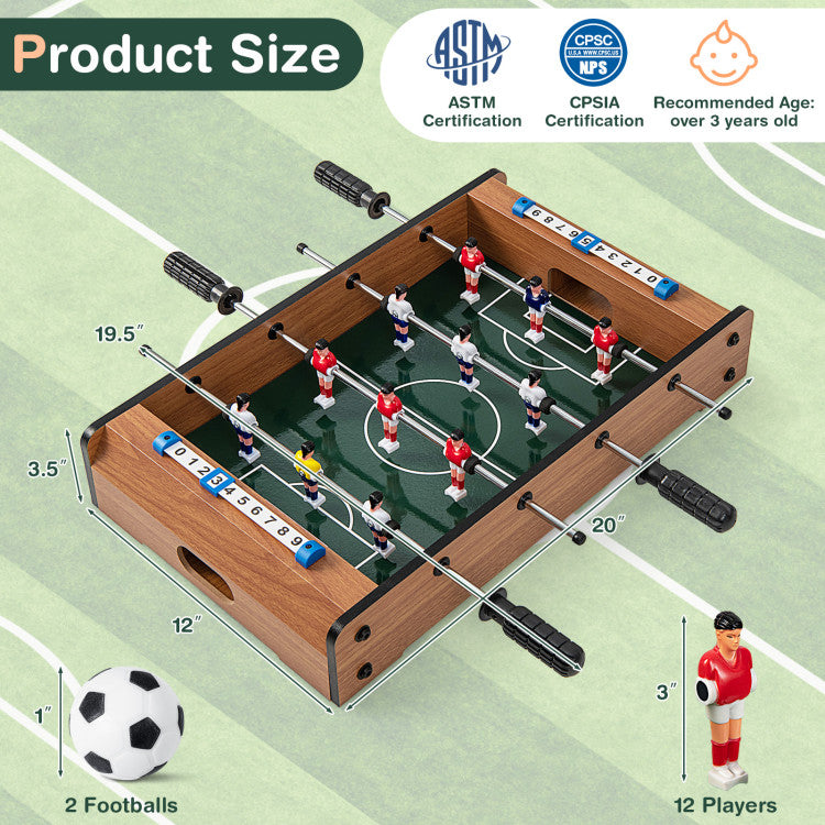 20-Inch Mini Football Table - Compact Tabletop Soccer Game for Fun & Entertainment