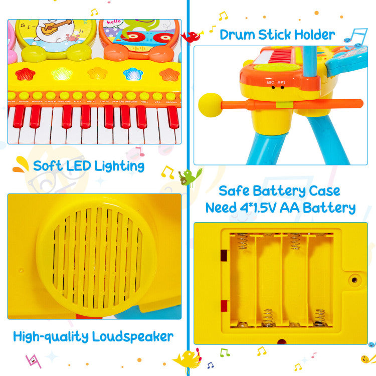 24-Key Piano Keyboard with DJ Drum, Microphone and MP3 Player - Complete Music Set